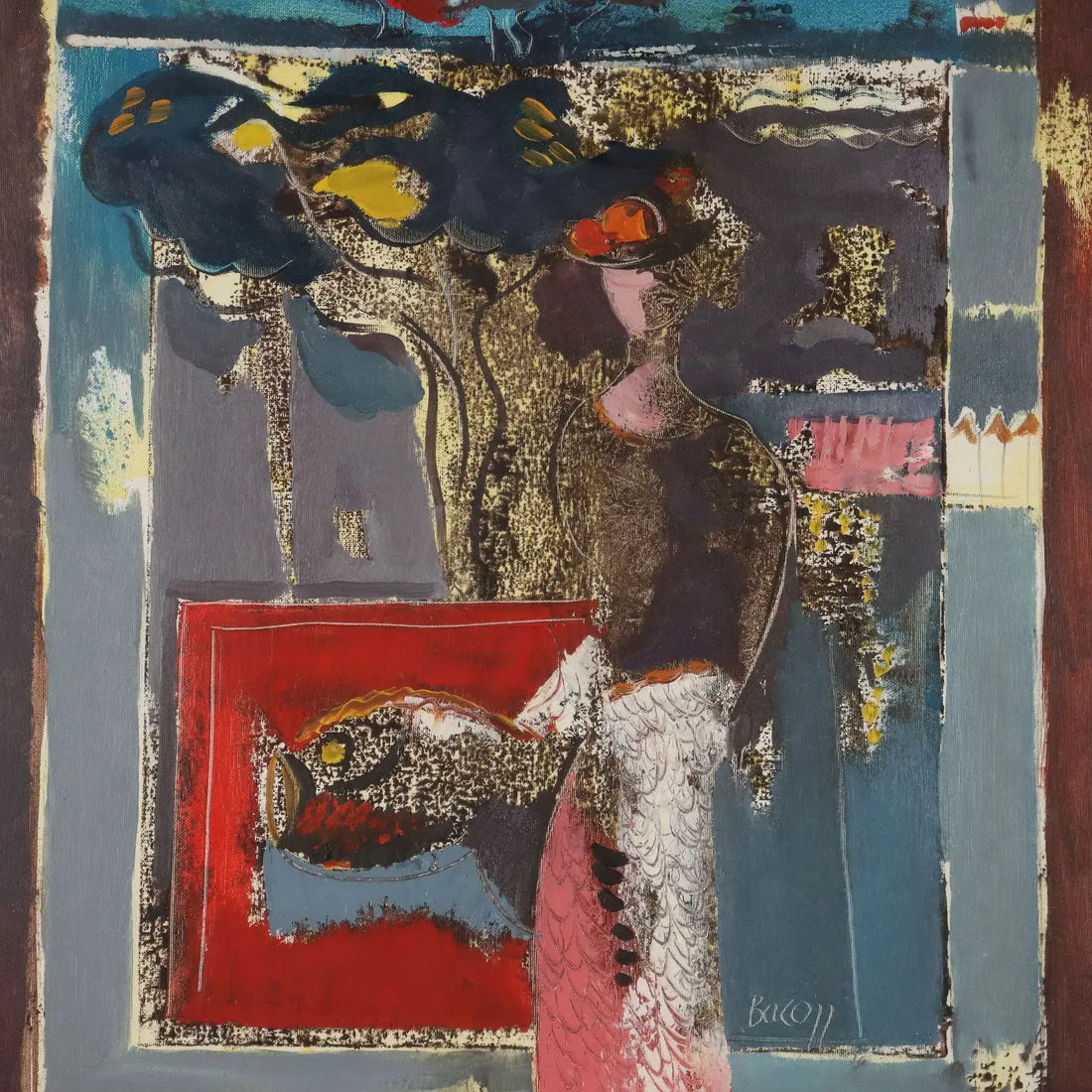 Contemporary Painting Signed Gelindo Baron Rosa Marina XX Century