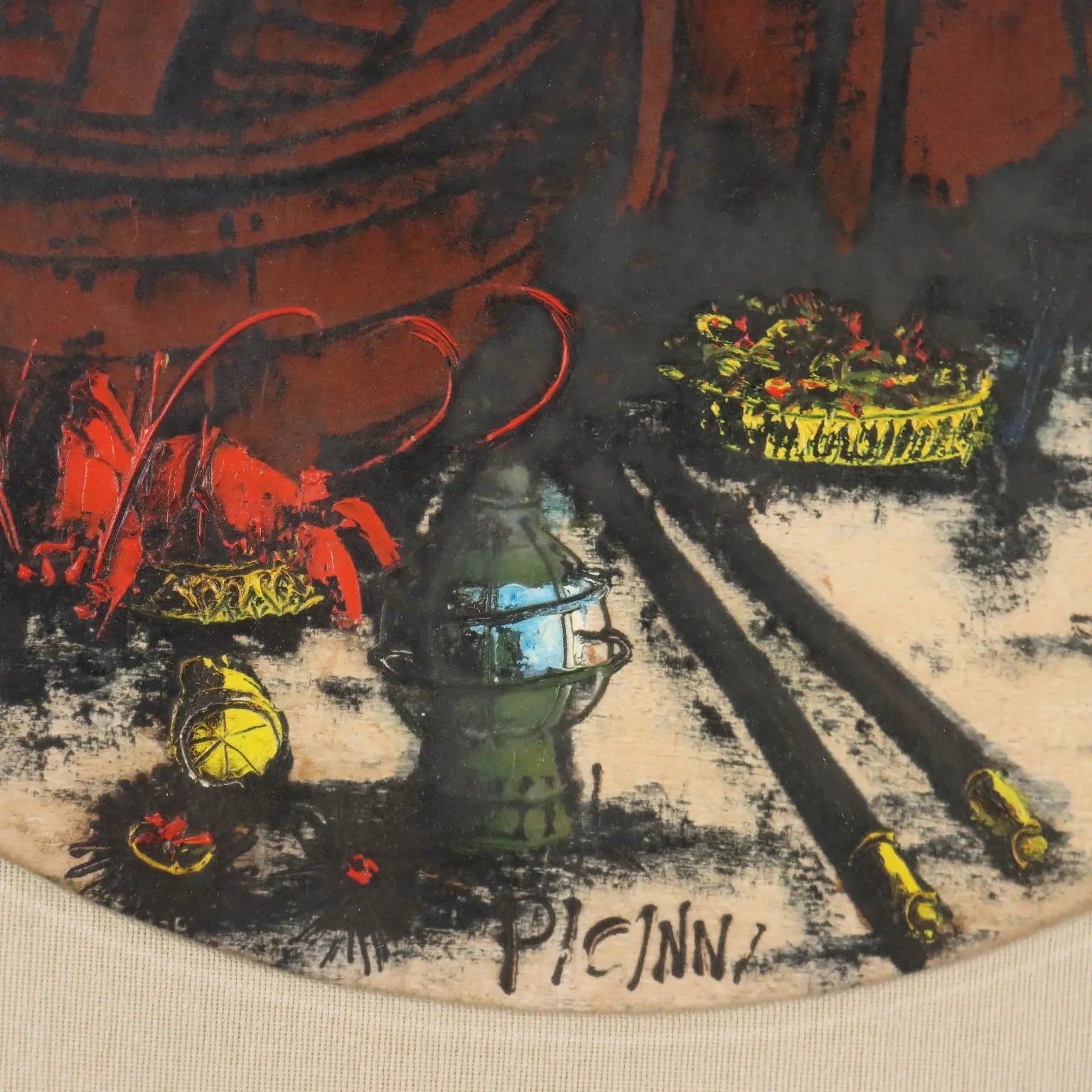 Modern Painting Signed Gennaro Picinni Oil on Hardboard XX Century