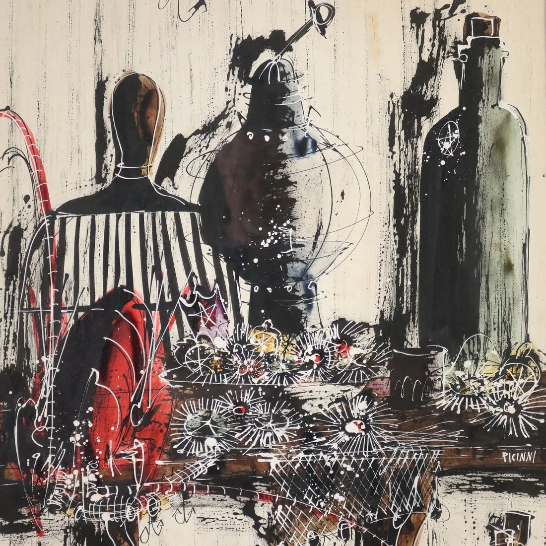 Contemporary Painting Signed Gennaro Picinni Still Life XX Century