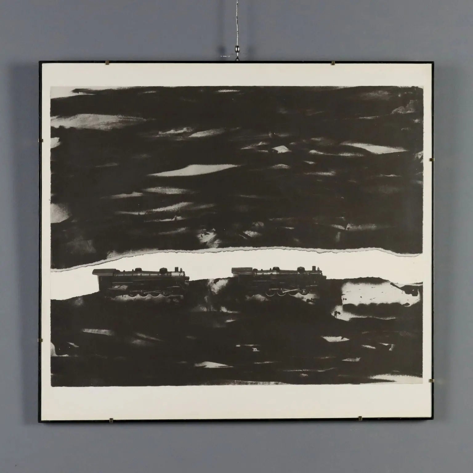 Contemporary Litograph Signed Jannis Kounellis Trains 2002