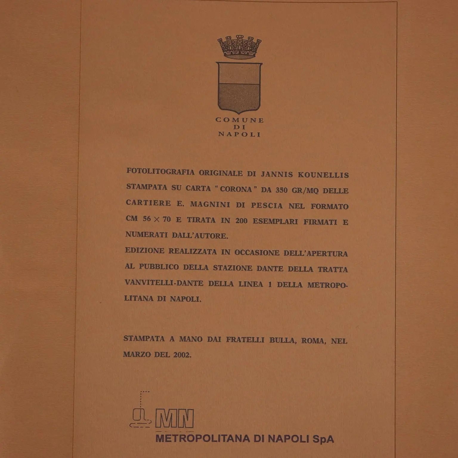 Contemporary Litograph Signed Jannis Kounellis Trains 2002