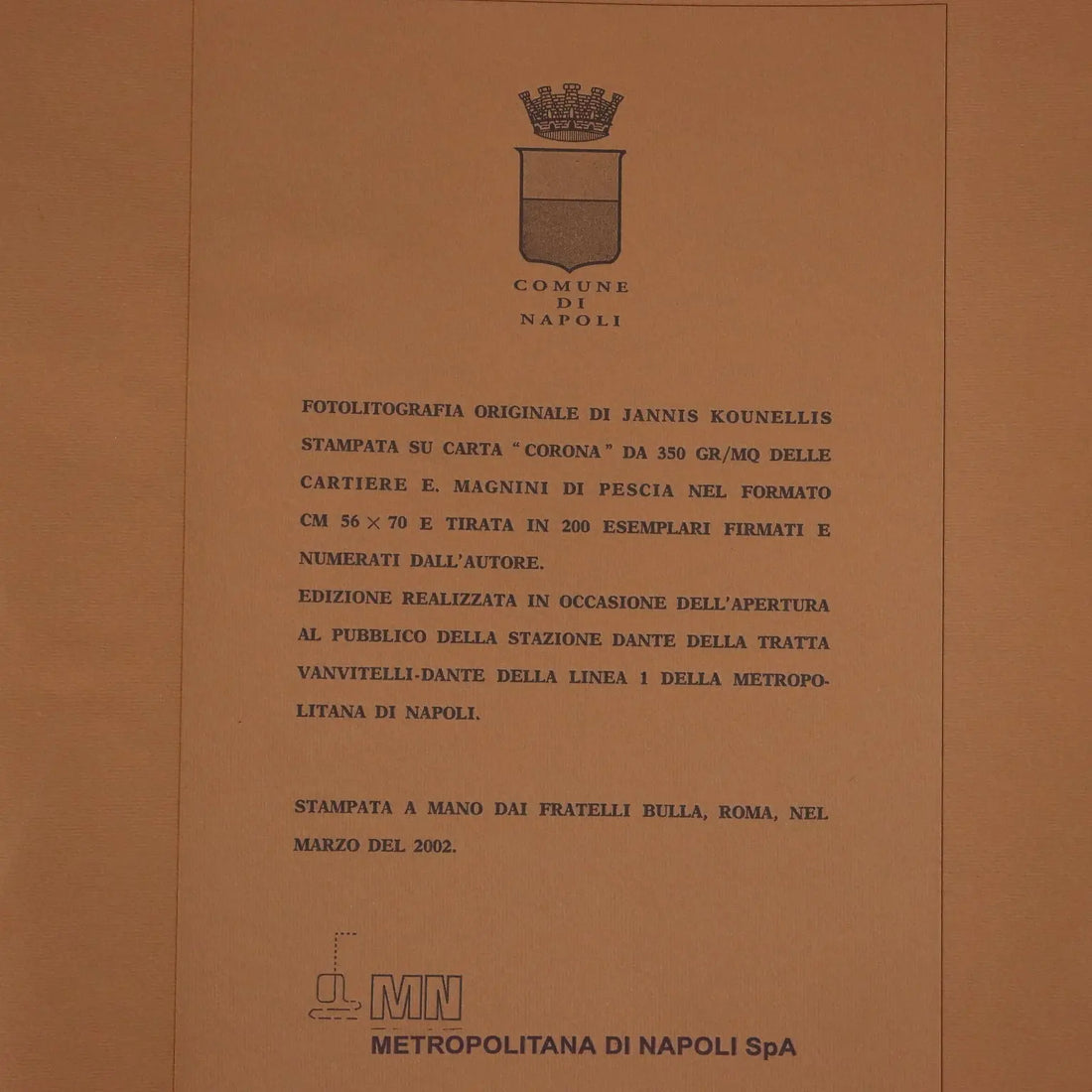 Contemporary Litograph Signed Jannis Kounellis Trains 2002