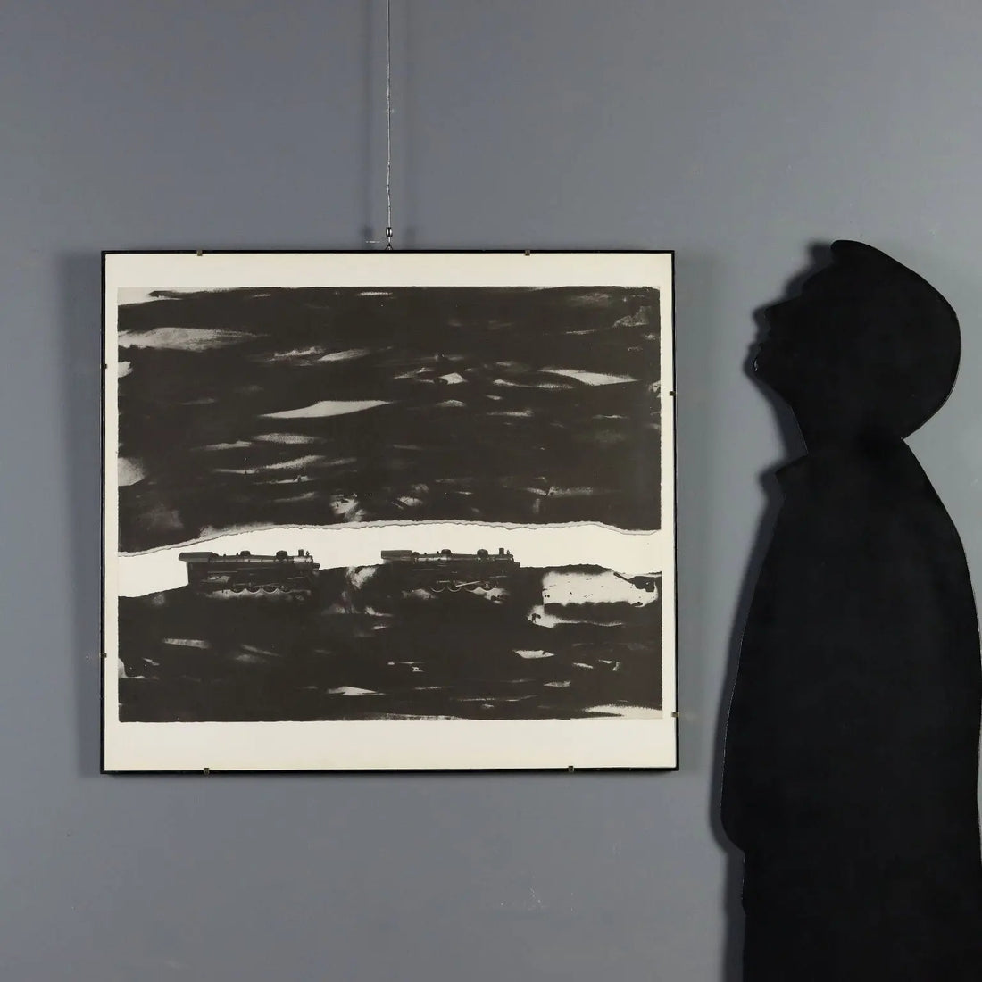 Contemporary Litograph Signed Jannis Kounellis Trains 2002