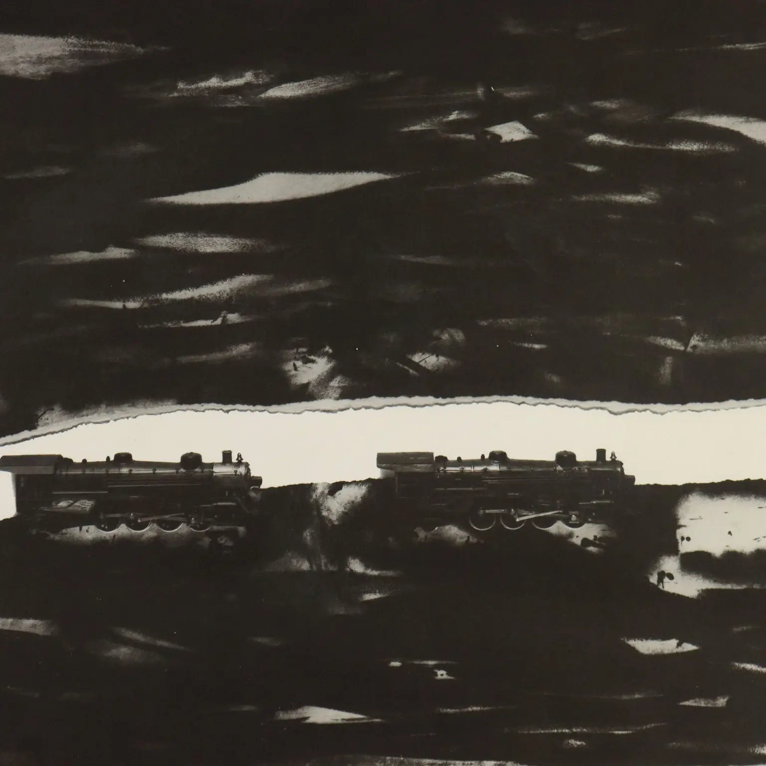 Contemporary Litograph Signed Jannis Kounellis Trains 2002