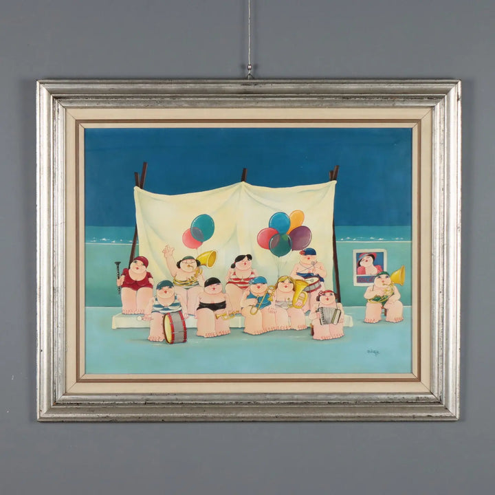 Modern Painting Signed Guido Acquaviva Oil on Canvas 1977
