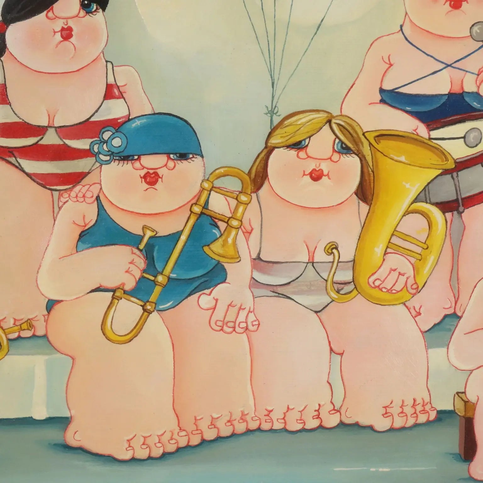 Modern Painting Signed Guido Acquaviva Oil on Canvas 1977
