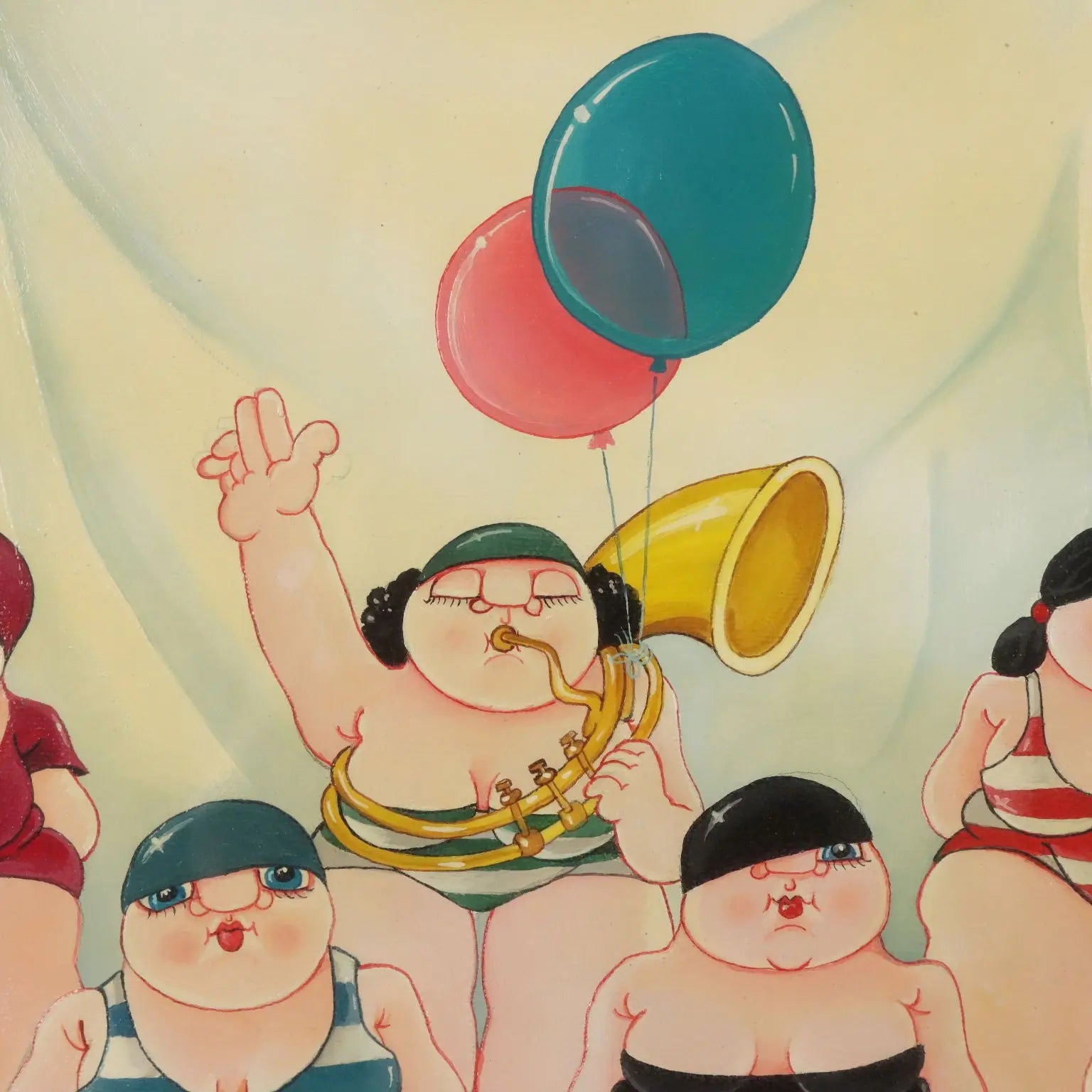 Modern Painting Signed Guido Acquaviva Oil on Canvas 1977