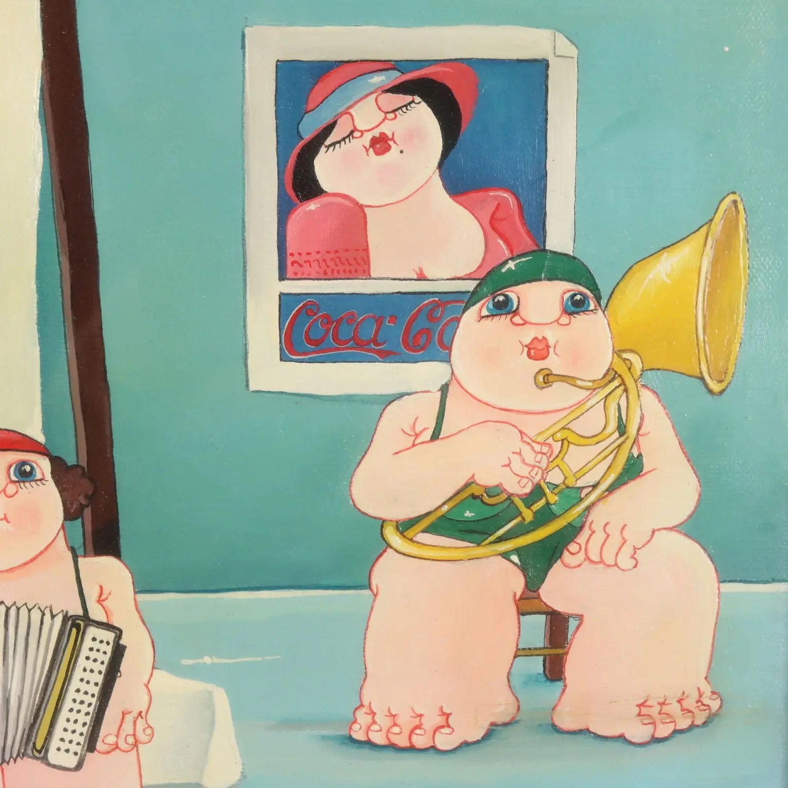 Modern Painting Signed Guido Acquaviva Oil on Canvas 1977
