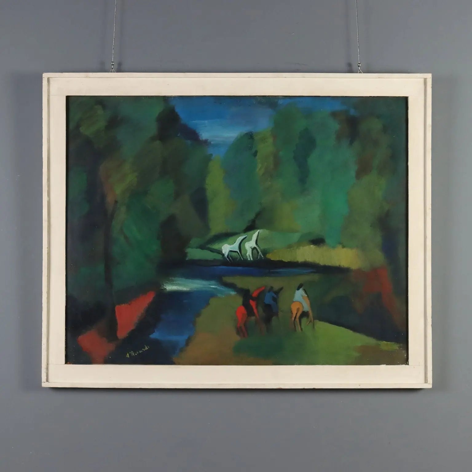 Modern Painting Signed Gian Rodolfo D'Accardi Ride in the Woods 1955