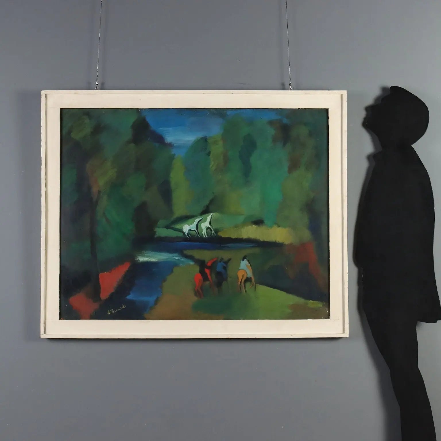 Modern Painting Signed Gian Rodolfo D'Accardi Ride in the Woods 1955