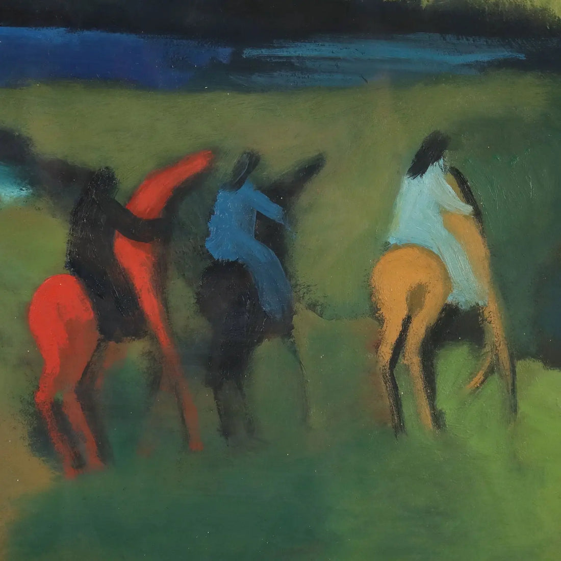 Modern Painting Signed Gian Rodolfo D'Accardi Ride in the Woods 1955