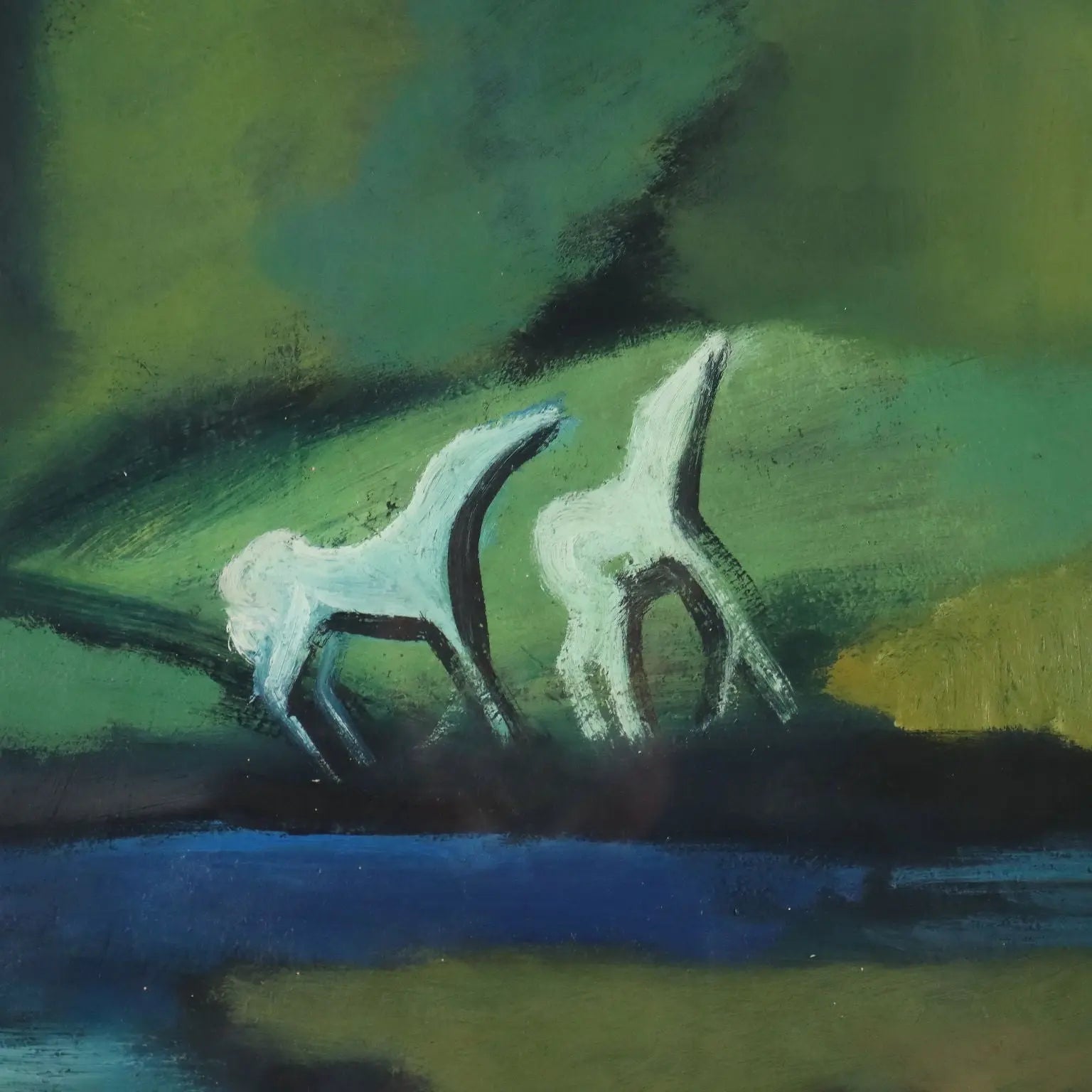 Modern Painting Signed Gian Rodolfo D'Accardi Ride in the Woods 1955