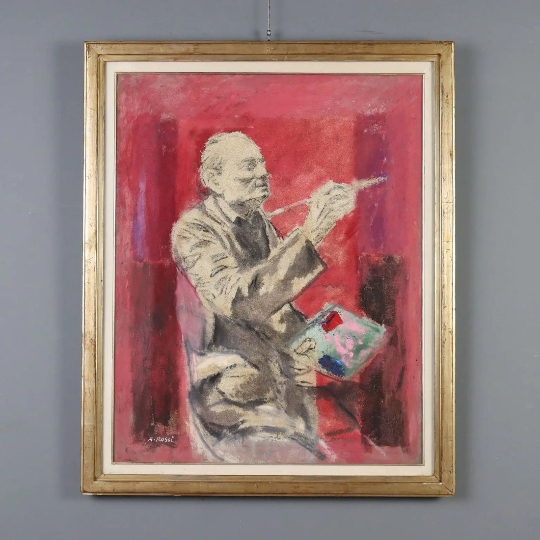 Contemporary Painting Signed Attilio Rossi Oil on Canvas 1987