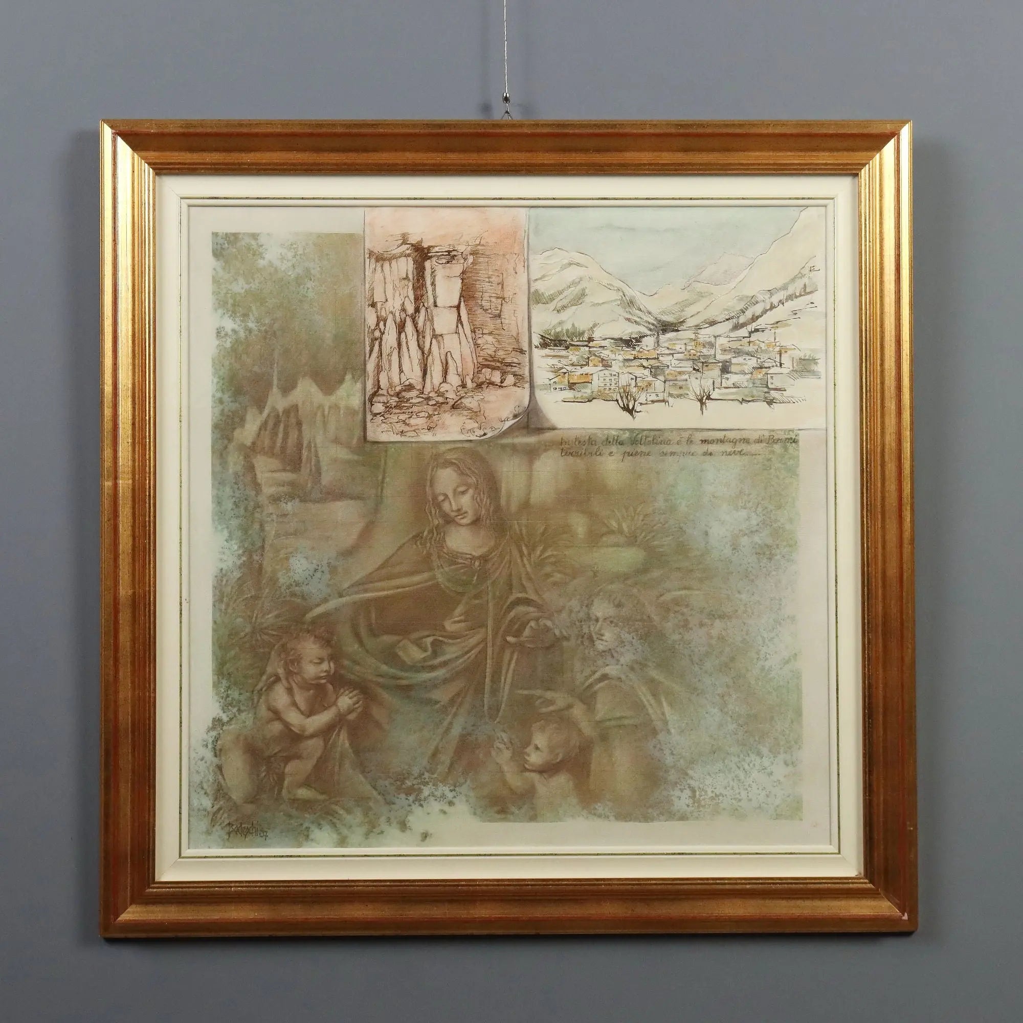 Modern Painting Signed Nevio Bedeschi Relations For a Hypothesis 1987