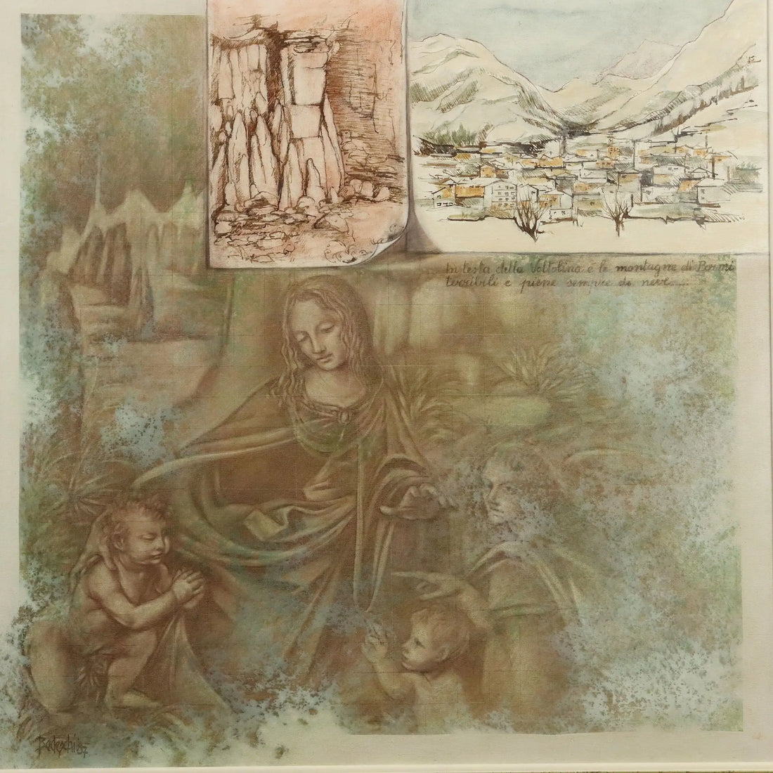 Modern Painting Signed Nevio Bedeschi Relations For a Hypothesis 1987