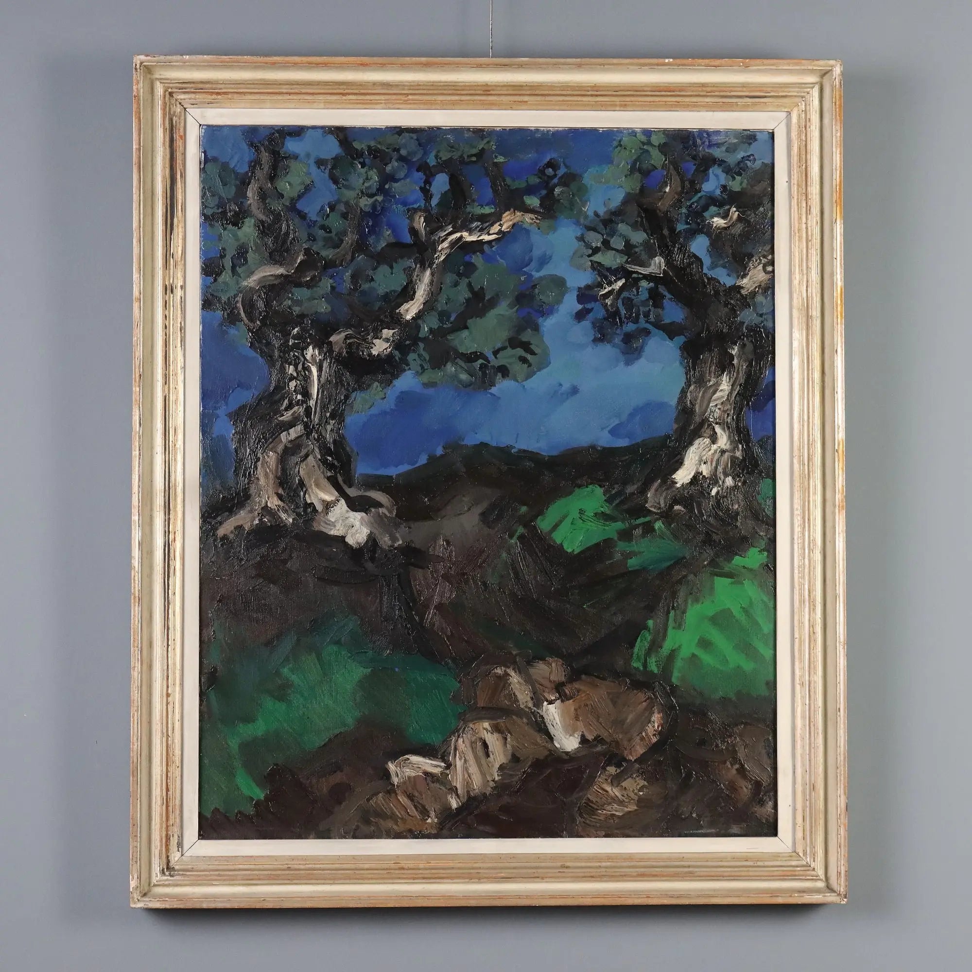 Modern Painting Signed Saverio Barbaro The Two Olive Trees 1964