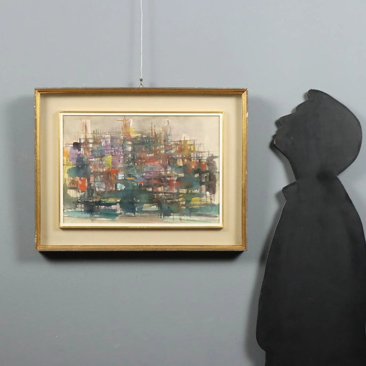 Modern Painting Signed Rino Sernaglia Watercolor on Paper 1965