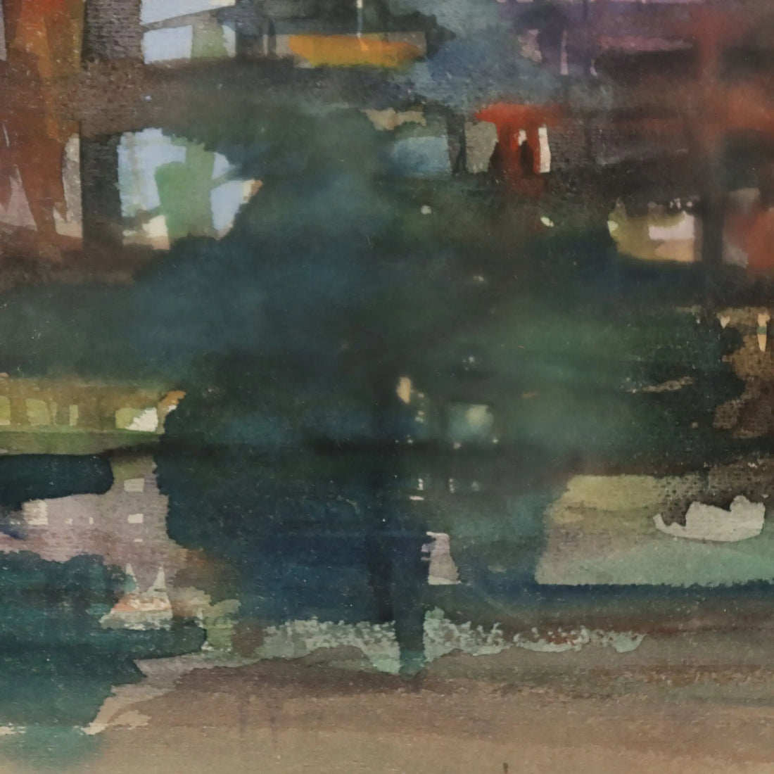 Modern Painting Signed Rino Sernaglia Watercolor on Paper 1965