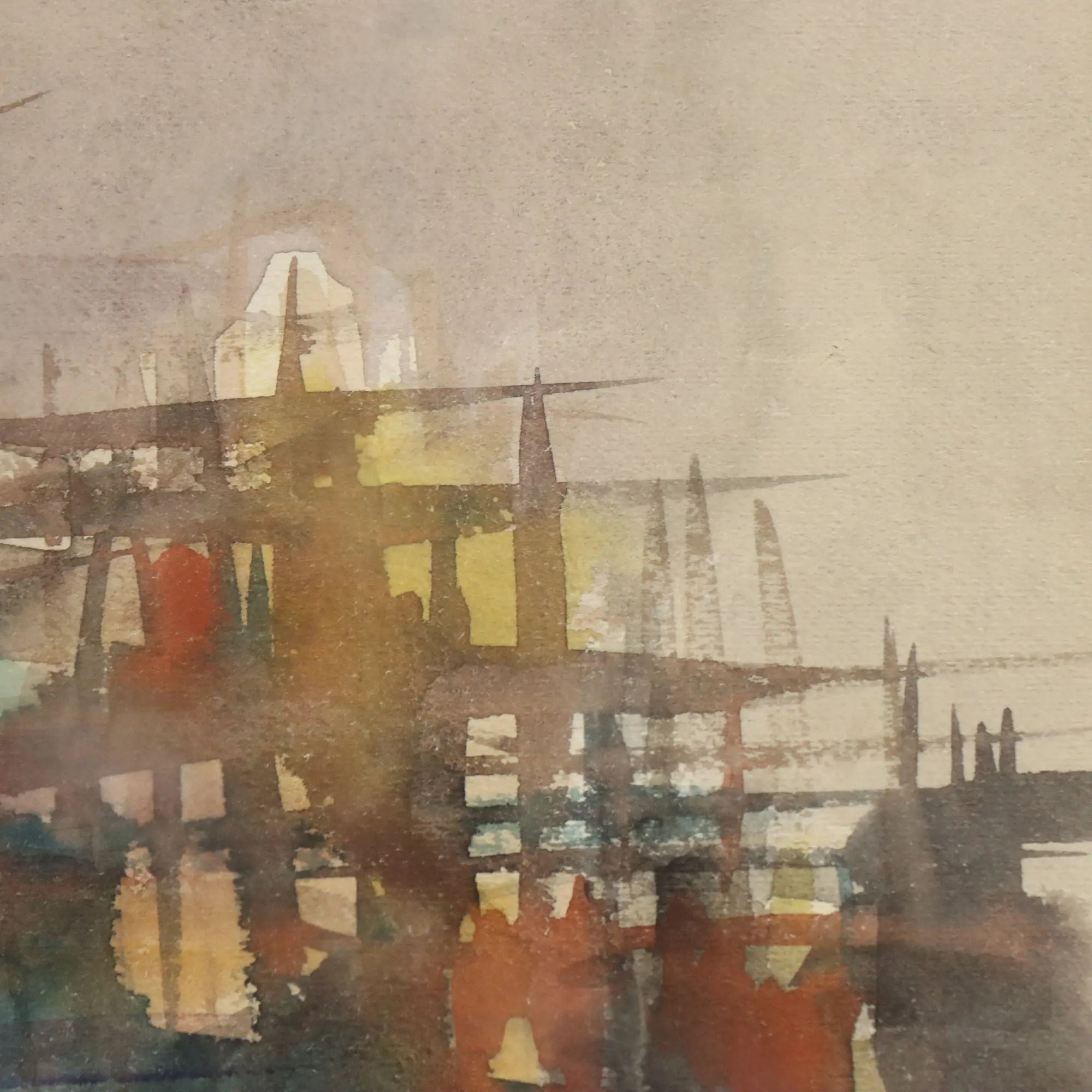 Modern Painting Signed Rino Sernaglia Watercolor on Paper 1965