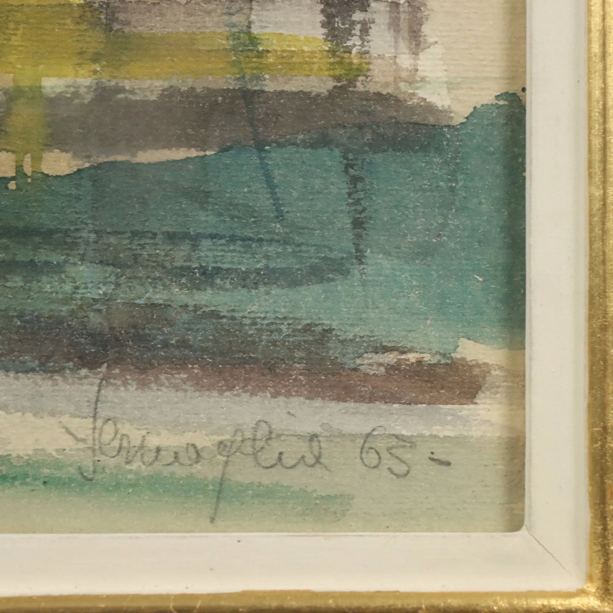 Modern Painting Signed Rino Sernaglia Watercolor on Paper 1965