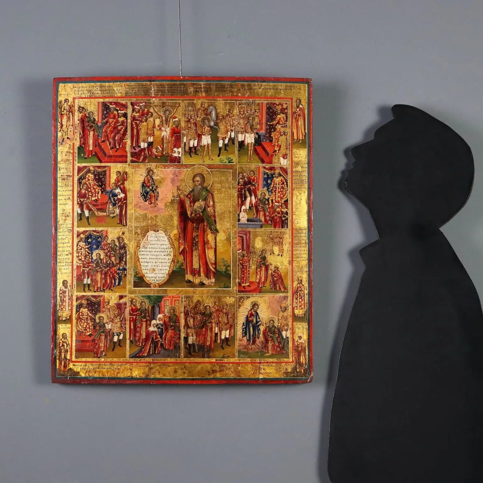 Antique Russian Icon The Twelve Feasts Tempera on Board XIX Century