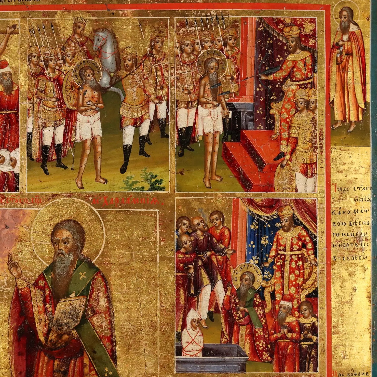 Antique Russian Icon The Twelve Feasts Tempera on Board XIX Century