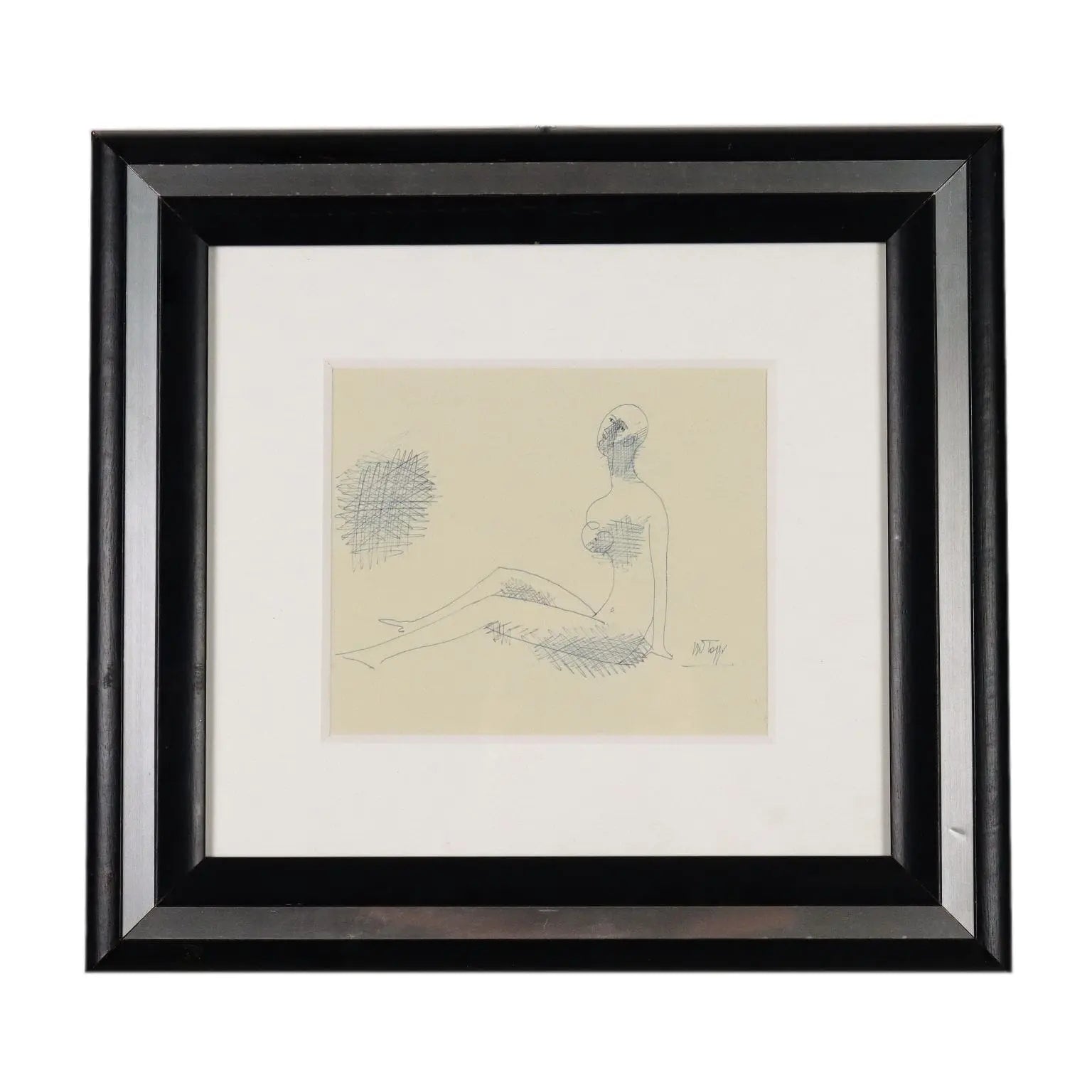 Pen Drawing by Mario Tozzi Figure in Rest 1969 with Authentication Fra - Figure in Rest 1969 | Art | 20th Century