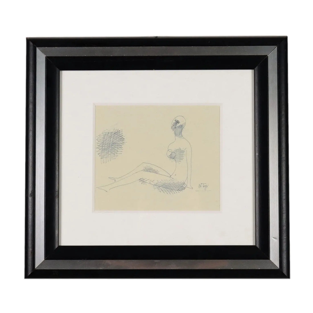 Pen Drawing by Mario Tozzi Figure in Rest 1969 with Authentication Fra - Figure in Rest 1969 | Art | 20th Century