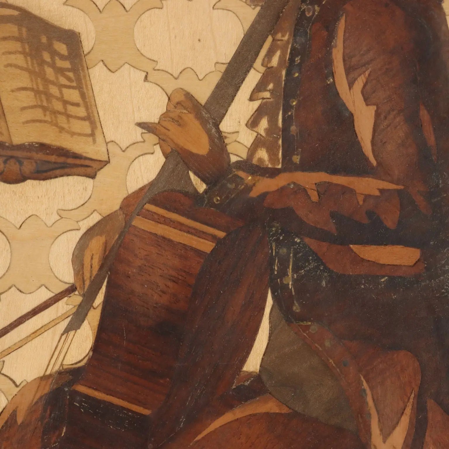 The Cellist Inlay Painting Signed Francesco Ferrario Italy 1930 ca. | Art | 20th Century