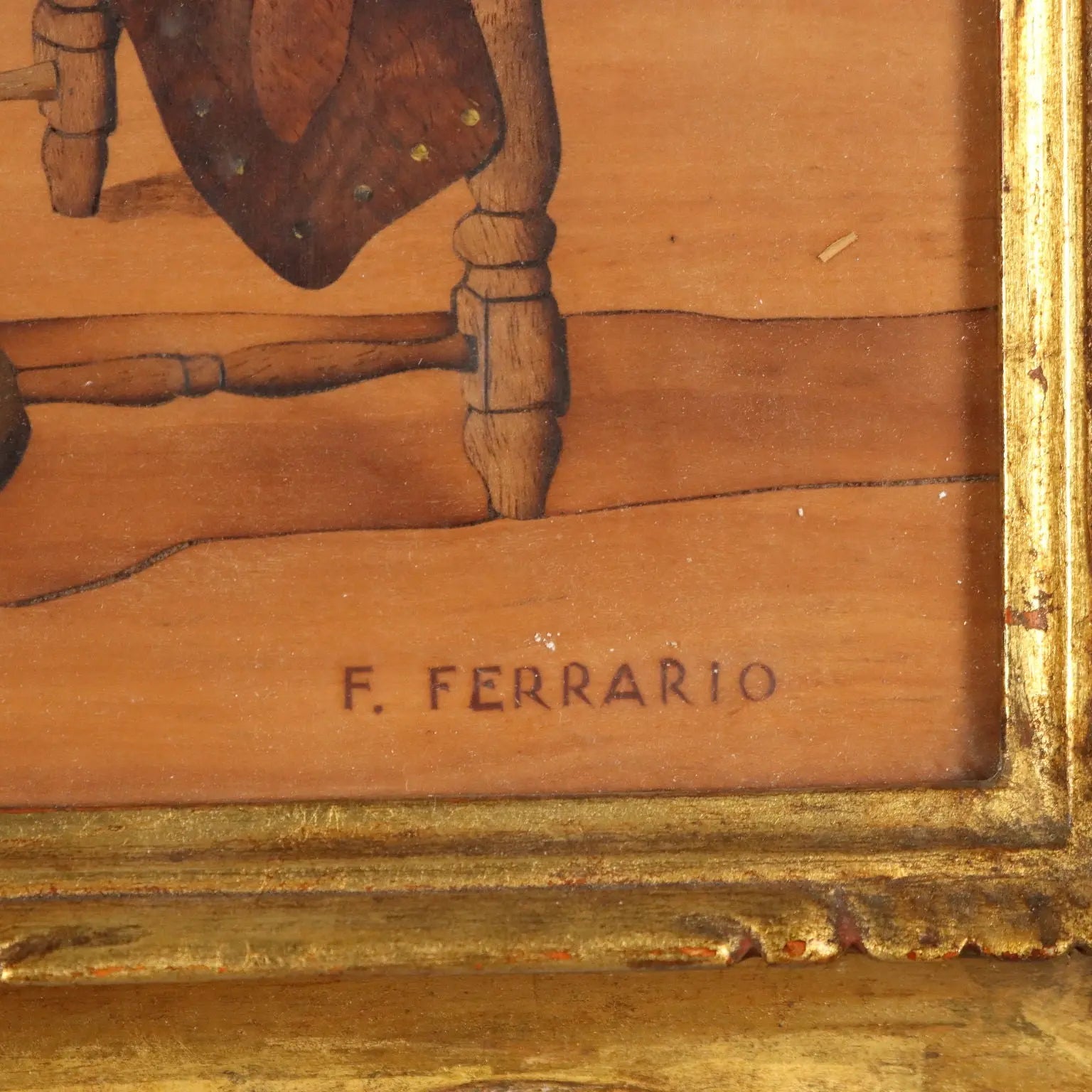 The Cellist Inlay Painting Signed Francesco Ferrario Italy 1930 ca. | Art | 20th Century