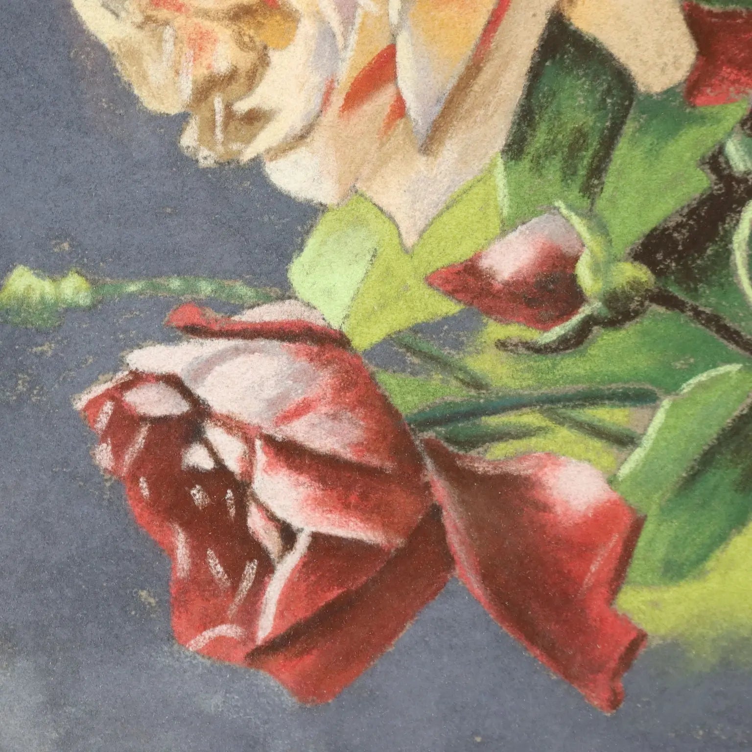 Modern Painting Flower Subject Mixed Technique on Paper XX Century | Art | 20th Century