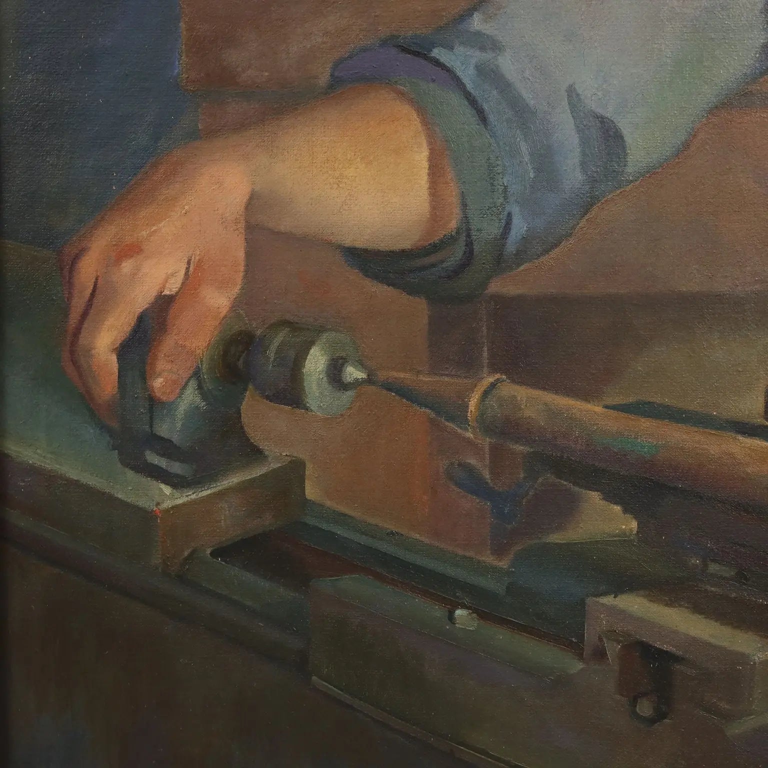 Modern Painting Signed Mario Venzo Oil on Canvas Italy 1950 - Christ the Worker ca. 1950 | Art | 20th Century