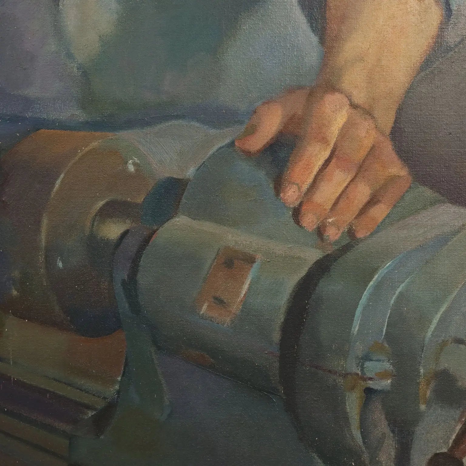 Modern Painting Signed Mario Venzo Oil on Canvas Italy 1950 - Christ the Worker ca. 1950 | Art | 20th Century