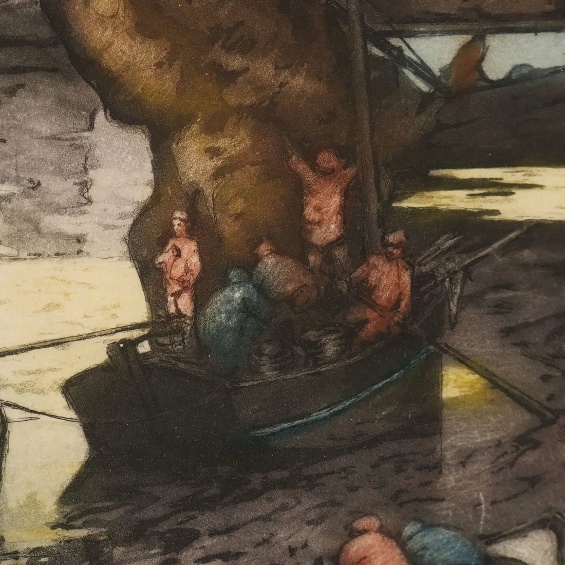 Modern Litographs Signed Georges Pierre Guinegault XX Century - Fishing Boats | Art | 20th Century