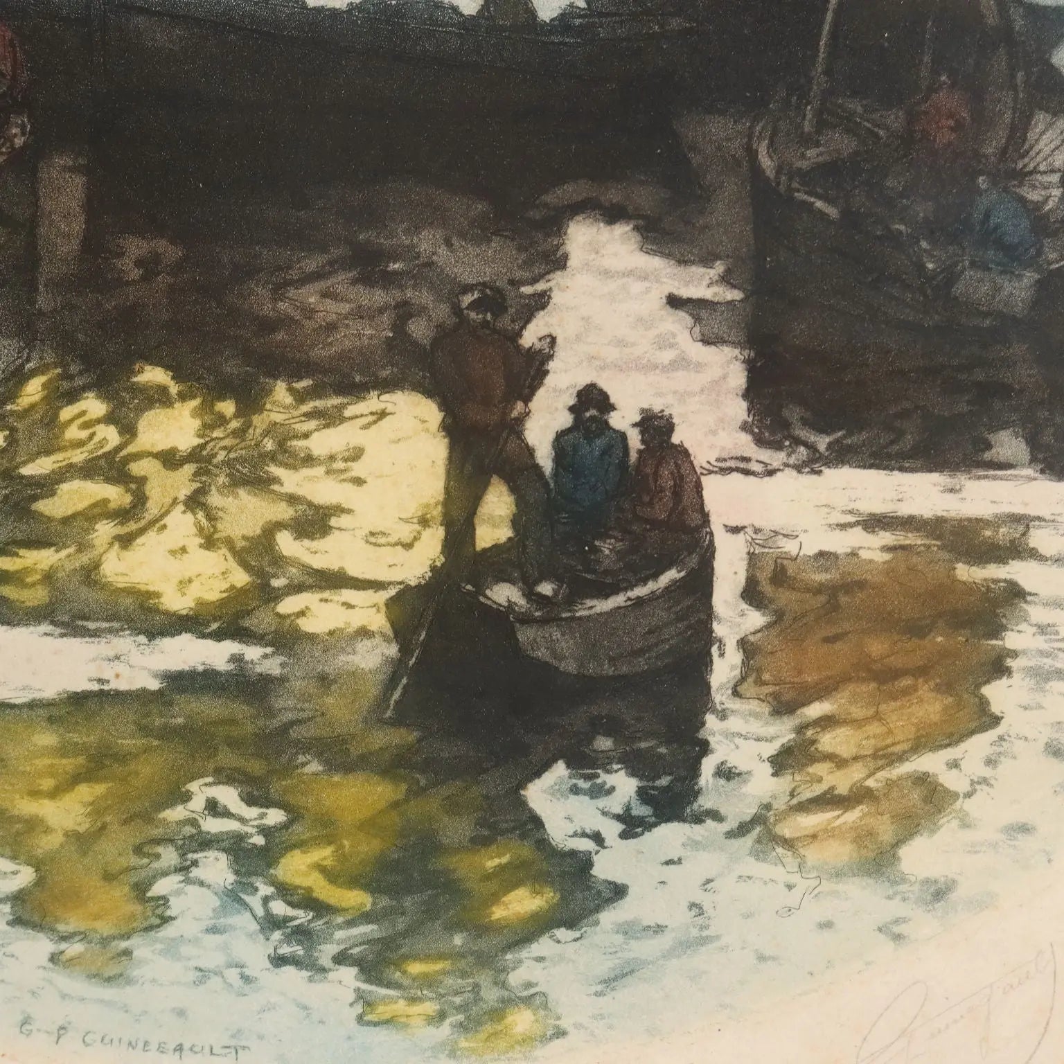 Modern Litographs Signed Georges Pierre Guinegault XX Century - Fishing Boats | Art | 20th Century