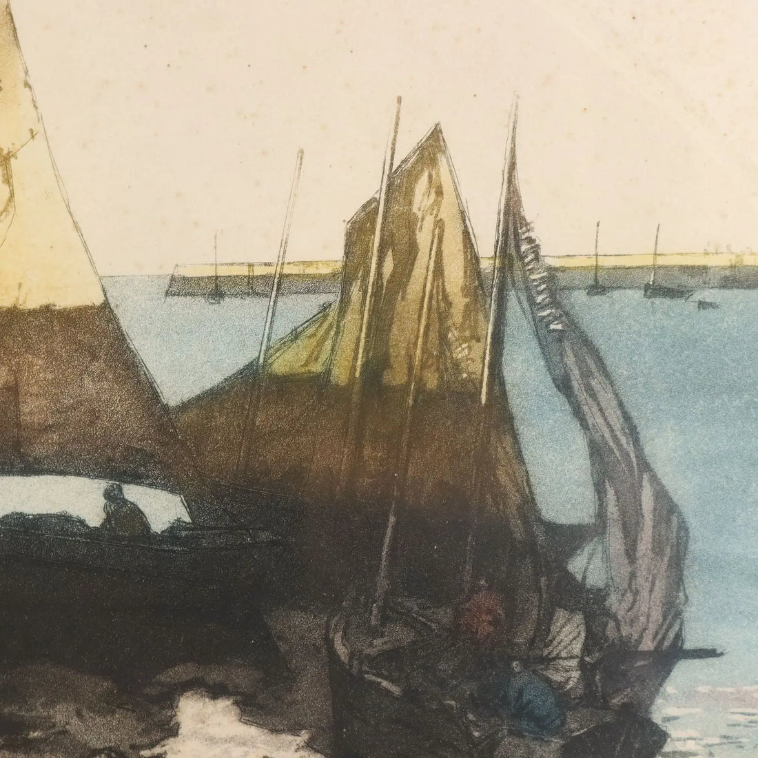 Modern Litographs Signed Georges Pierre Guinegault XX Century - Fishing Boats | Art | 20th Century