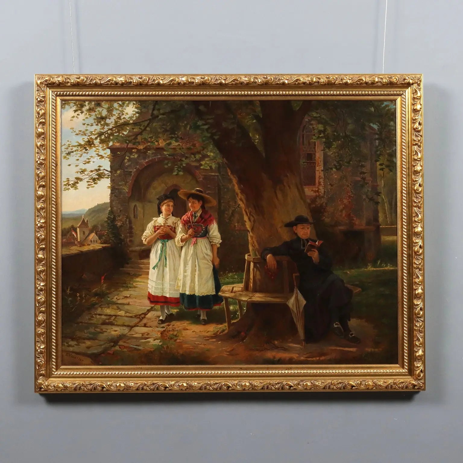 Antique Painting Copy from Benjamin Vautier Oil on Canvas XIX Century - The Involuntary Confession | Art | 20th Century