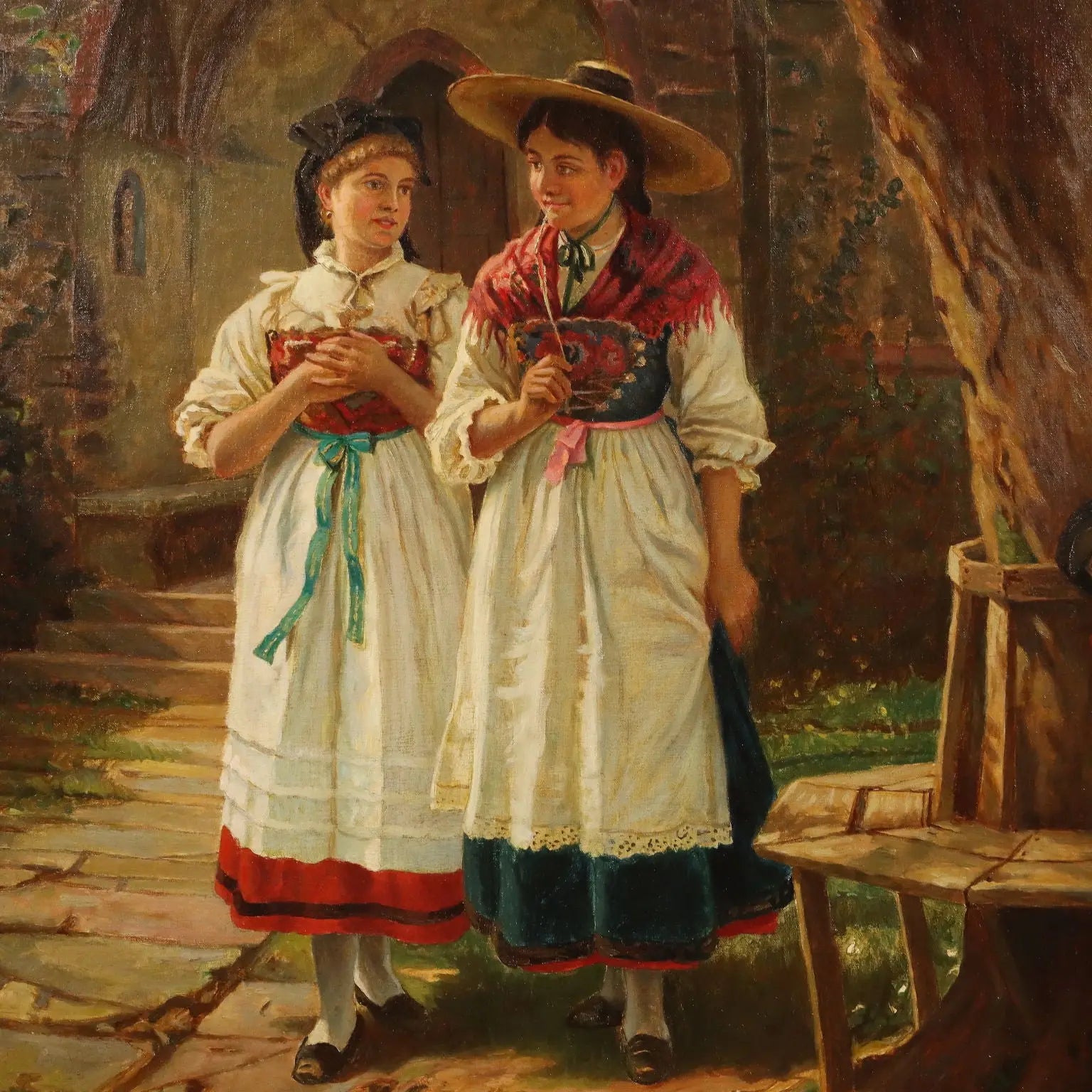 Antique Painting Copy from Benjamin Vautier Oil on Canvas XIX Century - The Involuntary Confession | Art | 20th Century