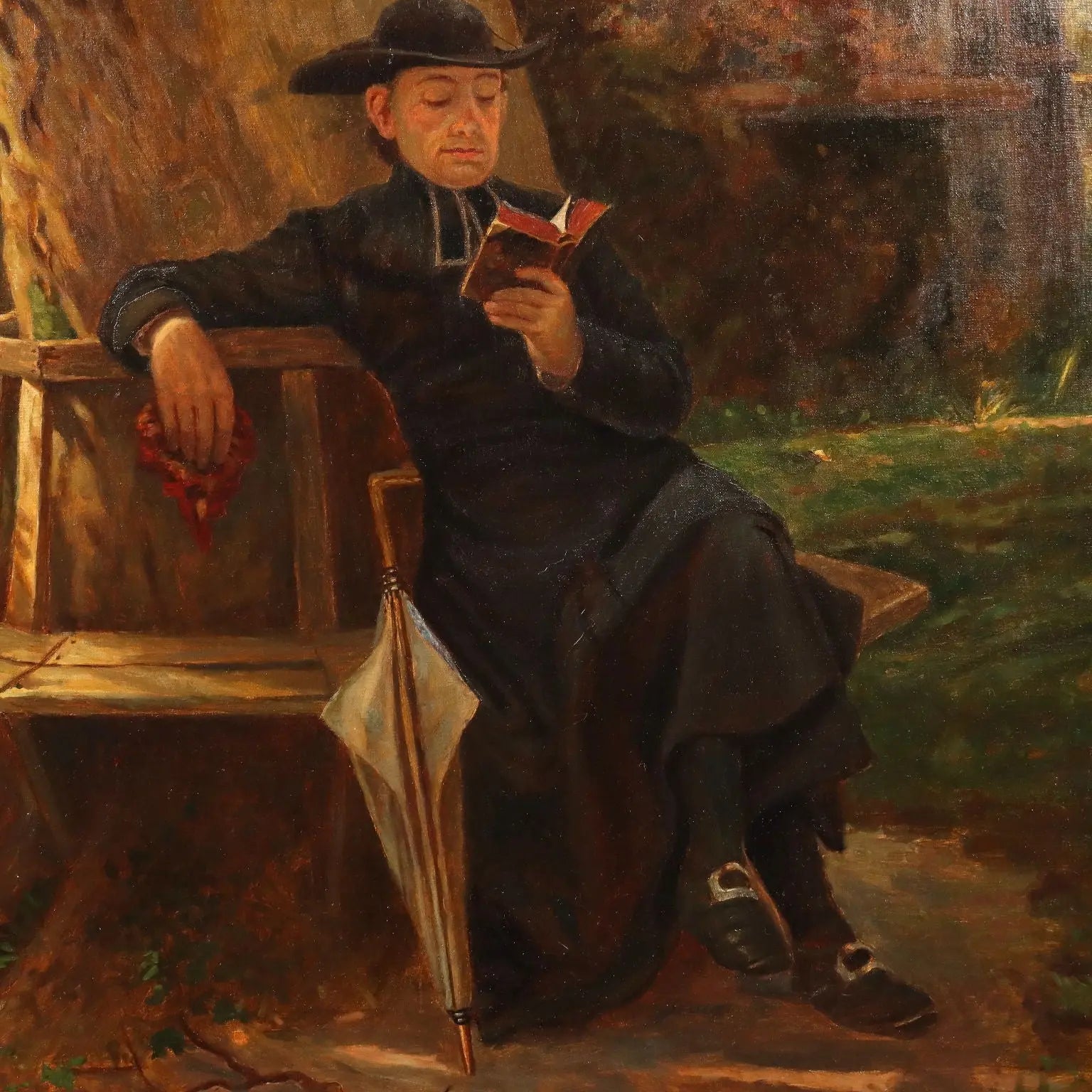 Antique Painting Copy from Benjamin Vautier Oil on Canvas XIX Century - The Involuntary Confession | Art | 20th Century
