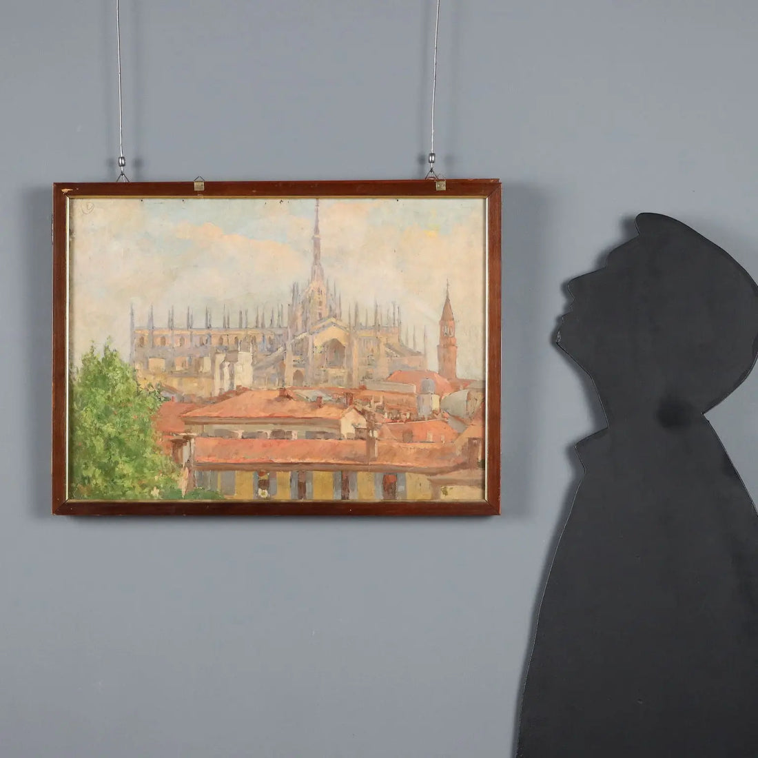 Antique Painting Signed Giuseppe Viviani Glimpse of Milan XX Century - Glimpses of Milan | Art | 20th Century