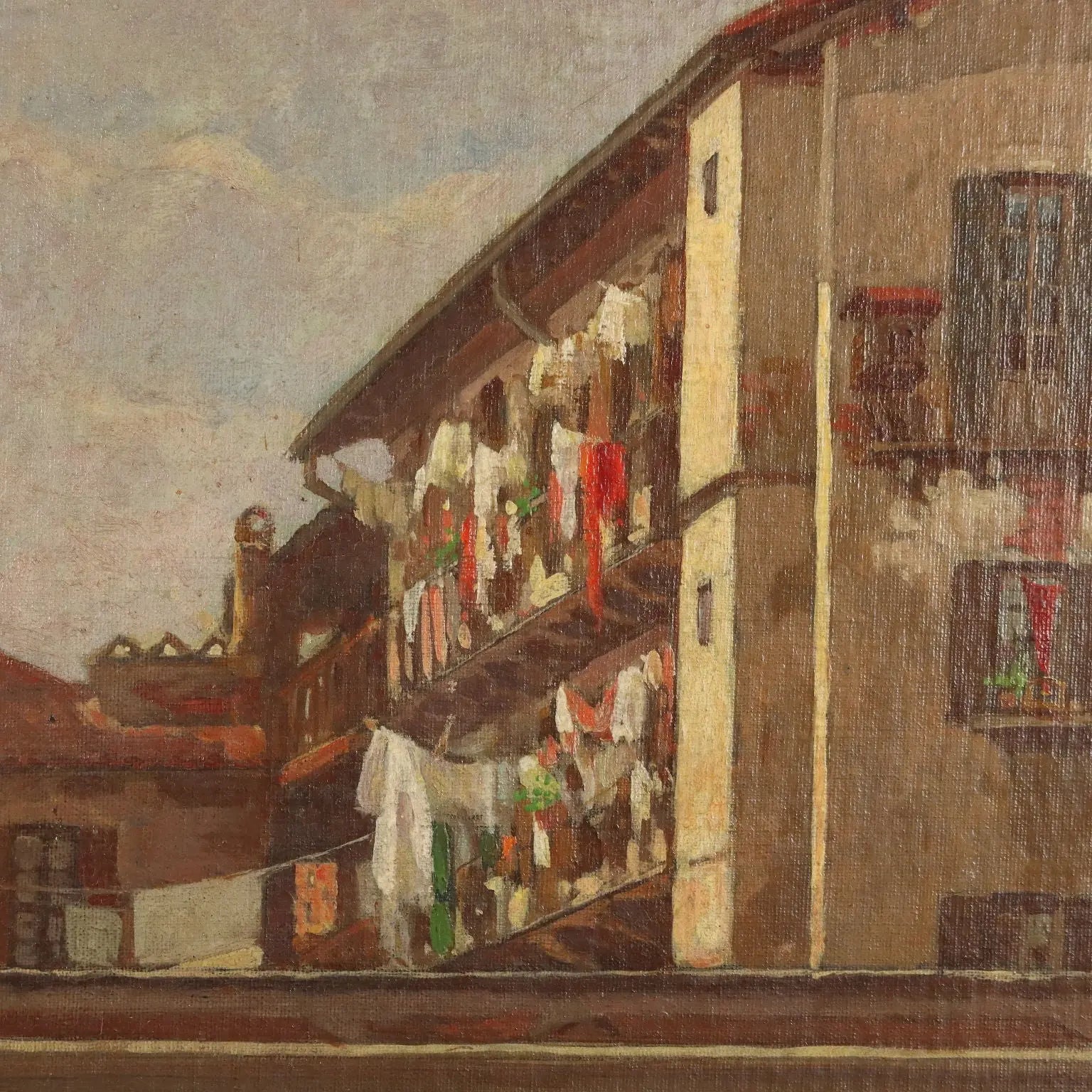 Antique Painting Signed Giuseppe Viviani Glimpse of Milan XX Century - Glimpses of Milan | Art | 20th Century