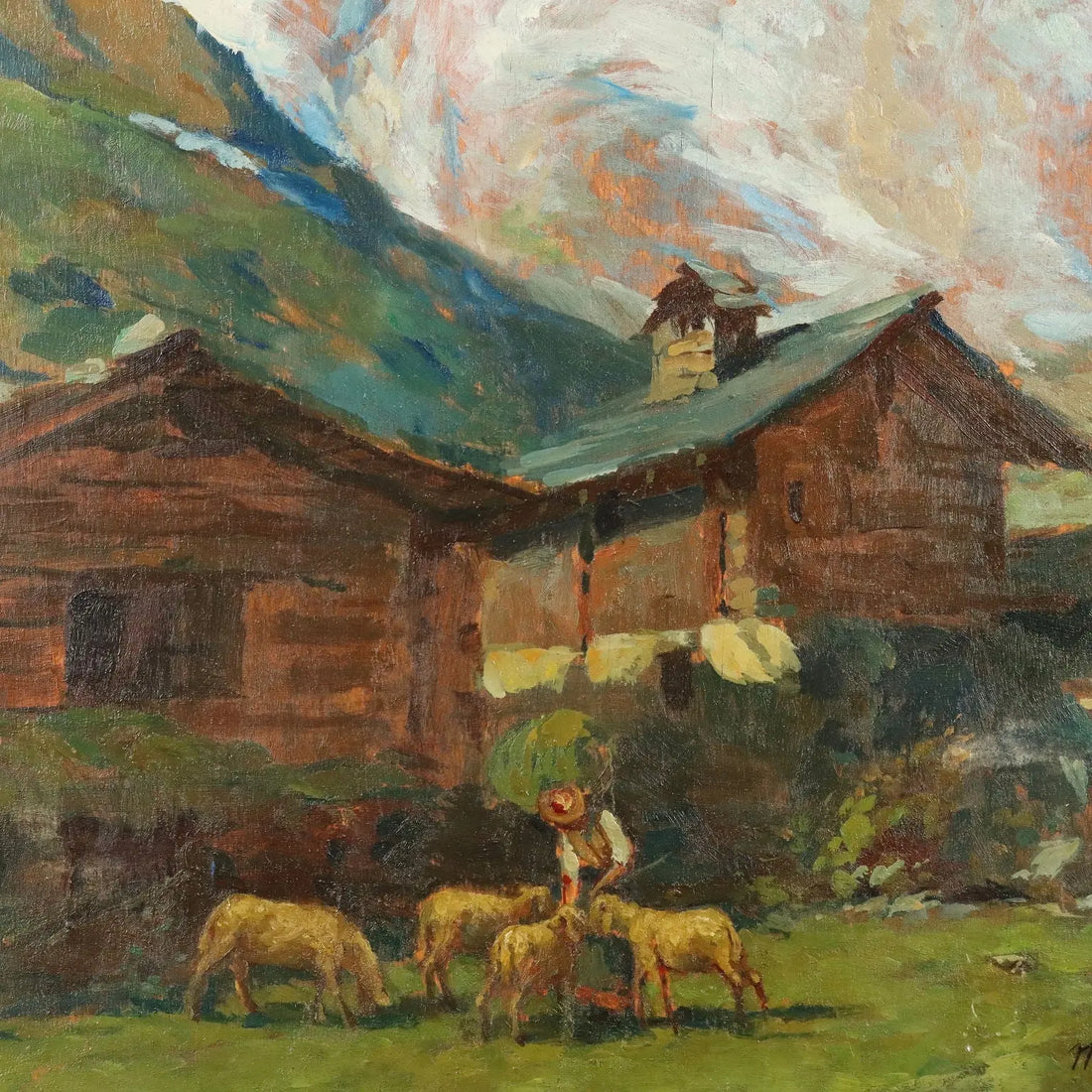 Modern Painting Signed Mario Moretti Foggia Oil on Hardboard '900 - Mountain Landscape | Art | 20th Century