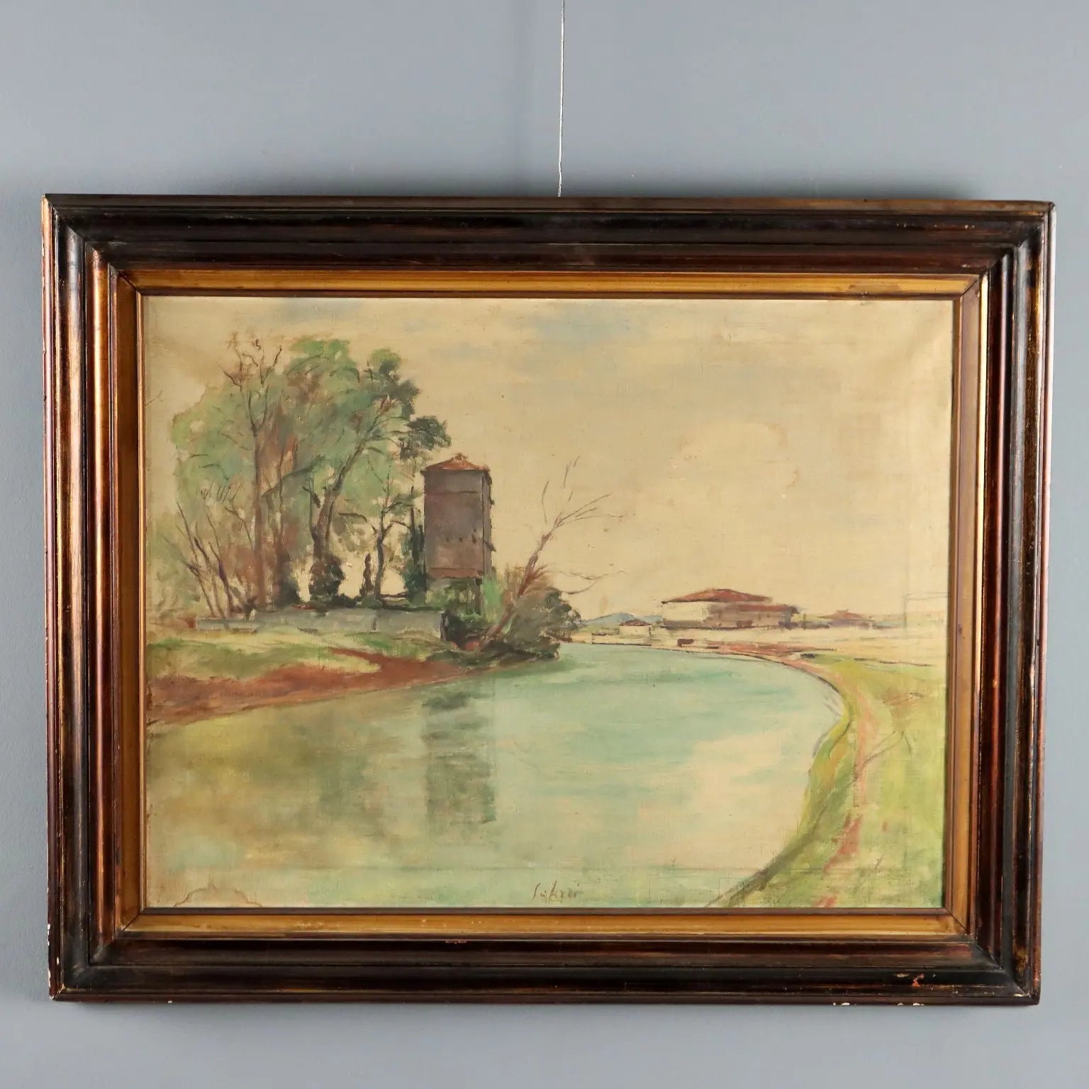 Modern Painting Signed Fioravante Seibezzi Padua the Bacchiglione 1942 - Padova, il Bacchiglione, 1942 | Art | 20th Century