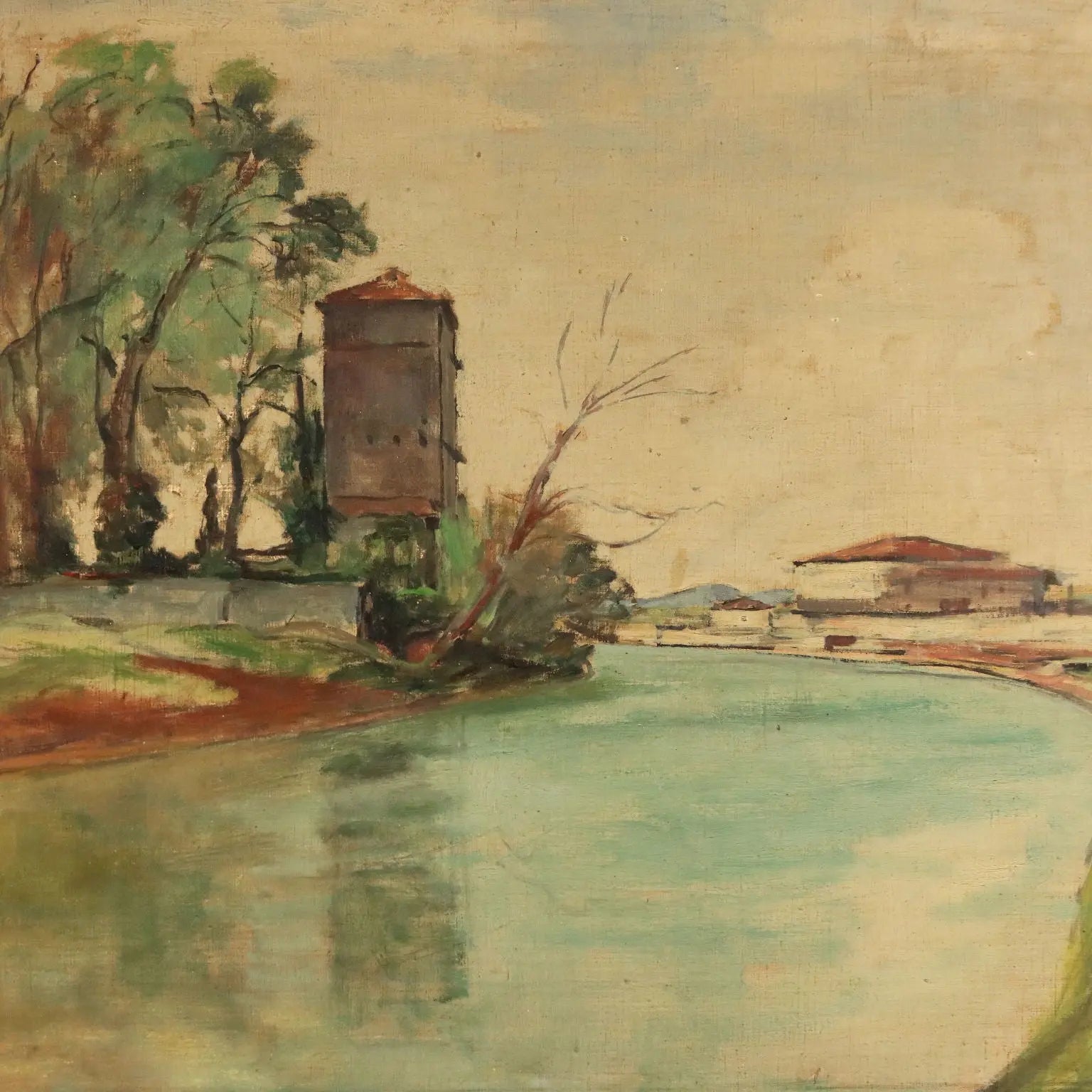 Modern Painting Signed Fioravante Seibezzi Padua the Bacchiglione 1942 - Padova, il Bacchiglione, 1942 | Art | 20th Century