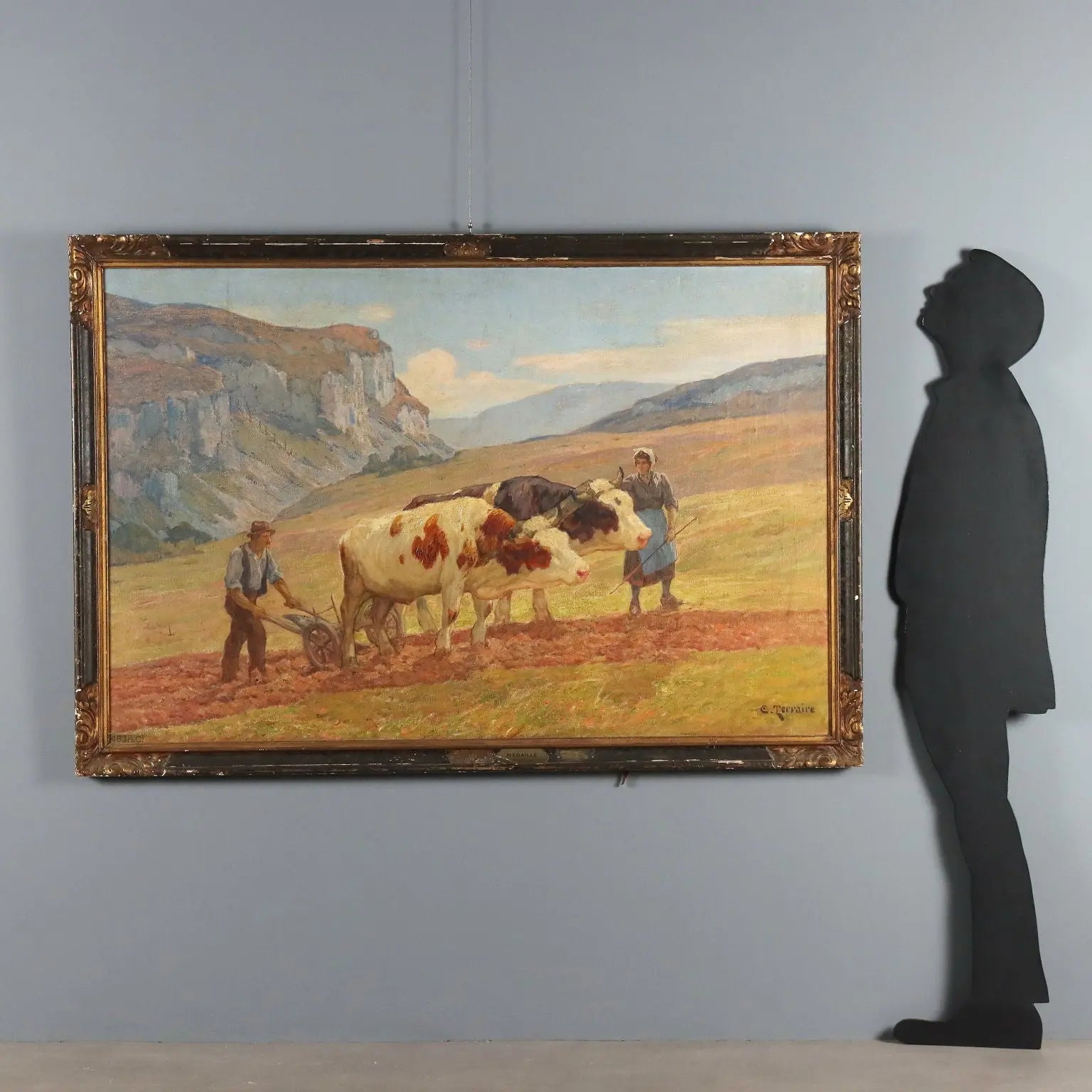 Antique Painting Signed Clovis Terraire Ploughing in Bugey '900 - Ploughing in Bugey | Art | 20th Century