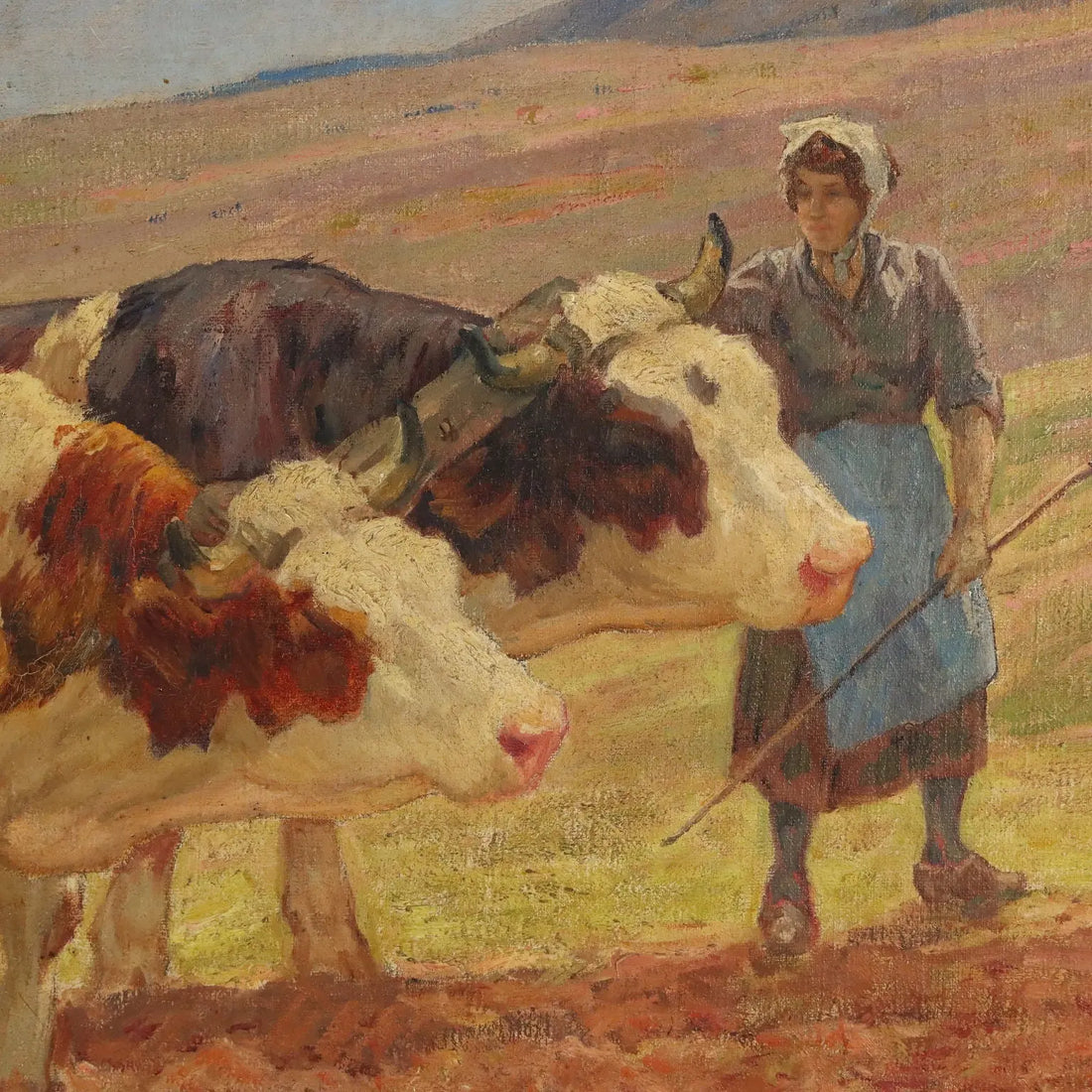Antique Painting Signed Clovis Terraire Ploughing in Bugey '900 - Ploughing in Bugey | Art | 20th Century