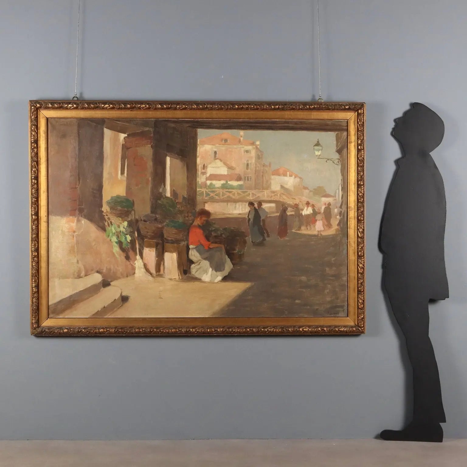 Modern Painting Signed Paolo Baroni Glimpse of a Village XX Century - Glimpse of a Village with a Fruit Seller | Art | 20th Century