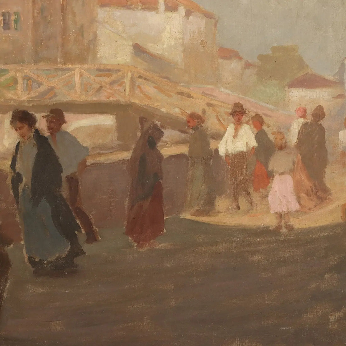 Modern Painting Signed Paolo Baroni Glimpse of a Village XX Century - Glimpse of a Village with a Fruit Seller | Art | 20th Century