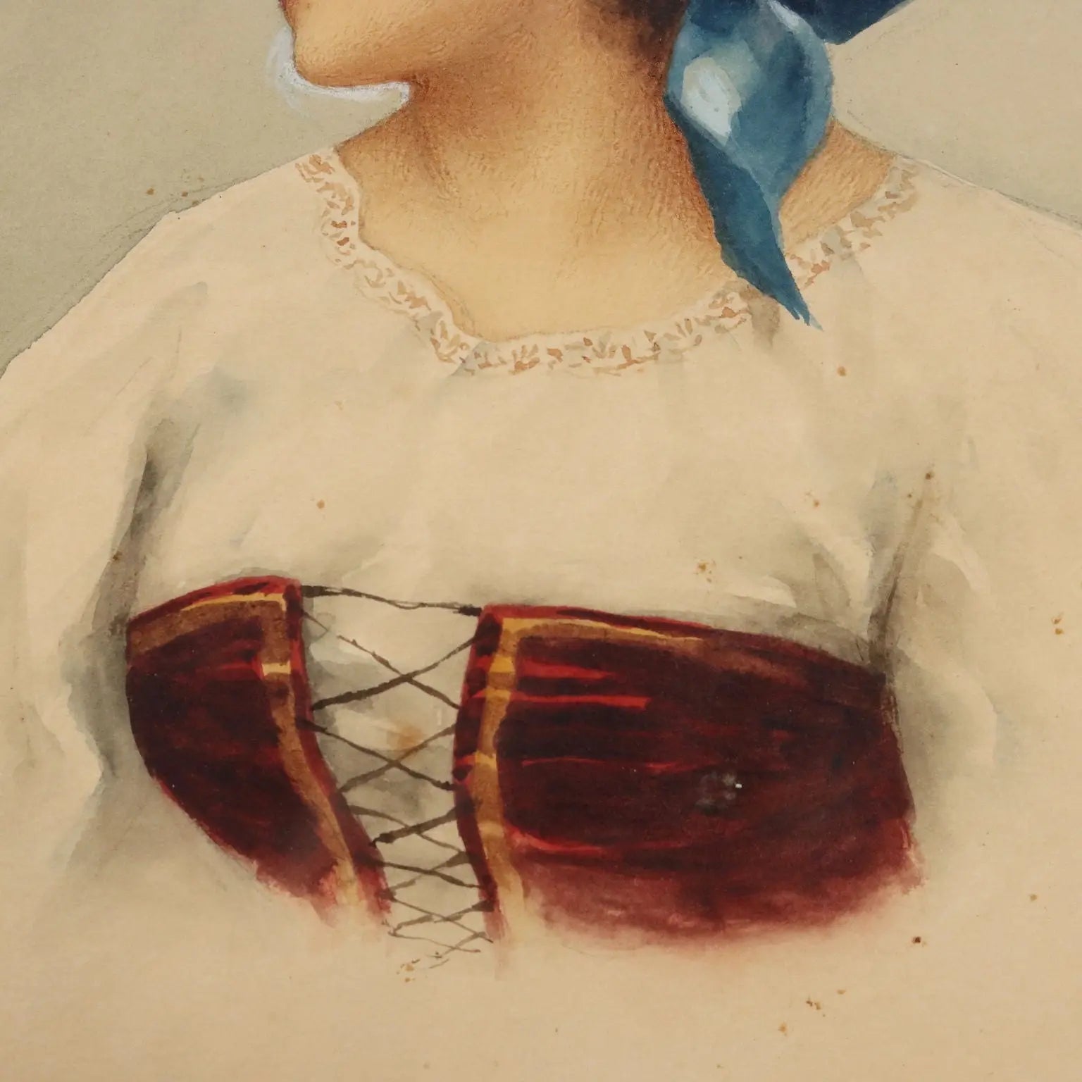Modern Painting Signed V. Migliaro Watercolor on Paper XIX Century - Female Portrait | Art | 20th Century