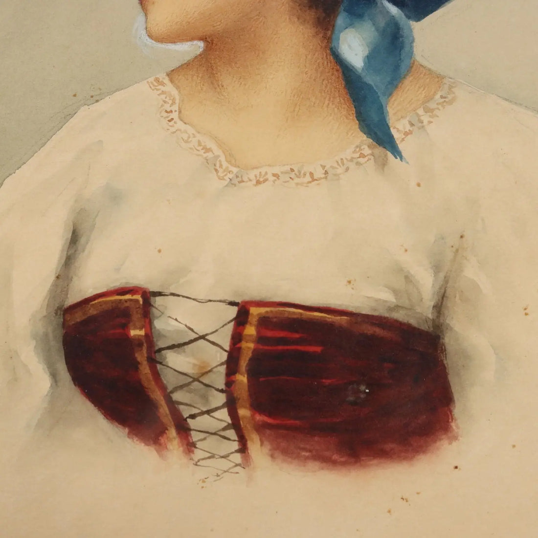 Modern Painting Signed V. Migliaro Watercolor on Paper XIX Century - Female Portrait | Art | 20th Century